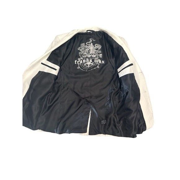 Franky Max White Cotton Blazer Jacket Embroidered Crest Front & Back Size M - Picture 8 of 10